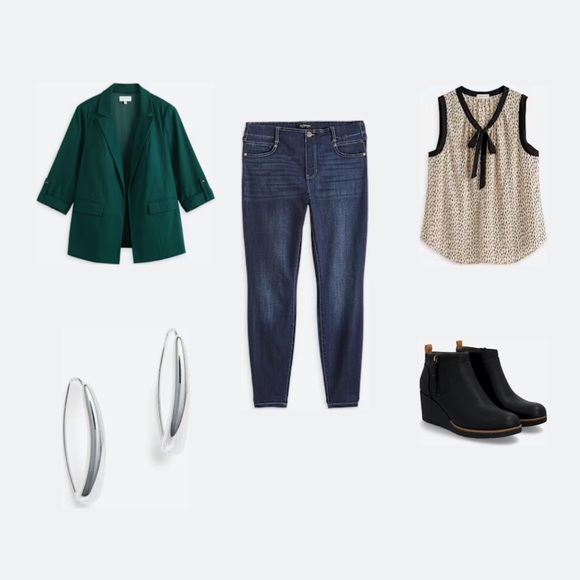 NEW Stitch Fix Skies Are Blue Green Oversized Boyfriend Blazer Jacket, M - Picture 4 of 10